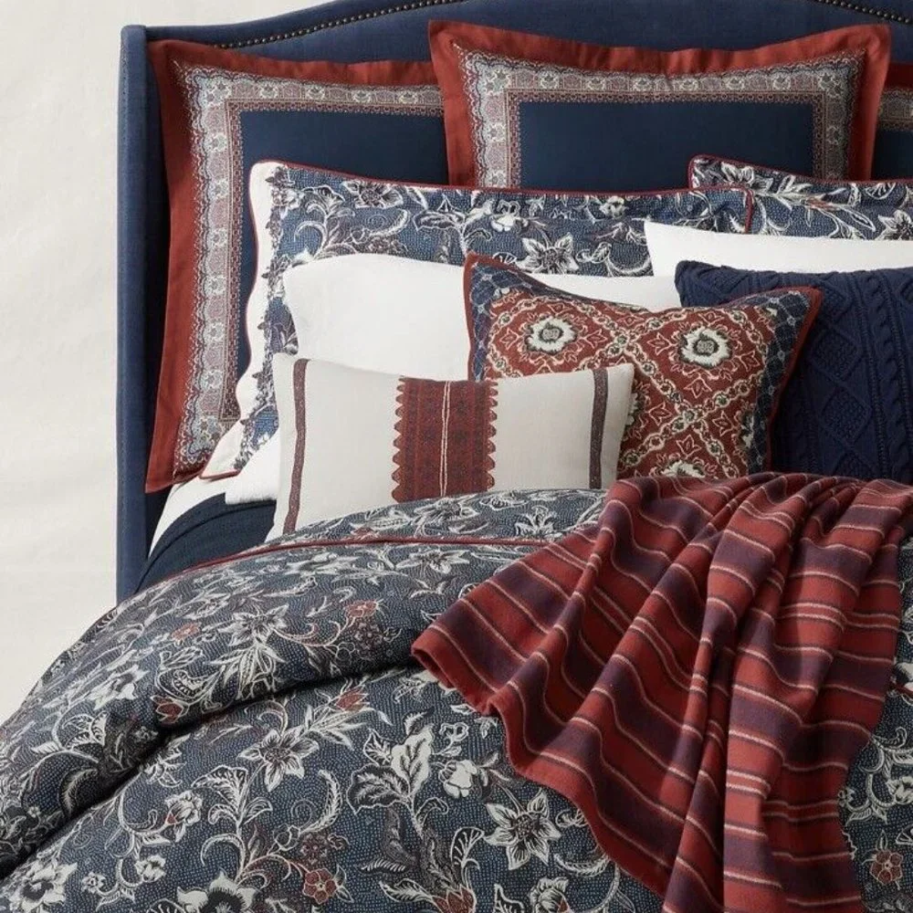 Ralph Lauren Mirabelle Leason Cream Red Decorative Throw Pillow